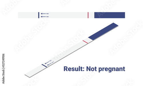 Negative pregnancy test result isometric vector illustration. Pregnancy negative test 1 stripe flat design clipart. Not pregnant result. Medical, female reproductive, planning of pregnancy concept