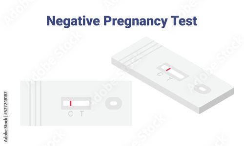 Rectangle negative pregnancy test result vector illustration. Pregnancy negative test 1 stripe flat design clipart. Not pregnant result. Medical, female reproductive, planning of pregnancy concept