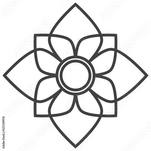Flower symbol. Folk art of flower element.