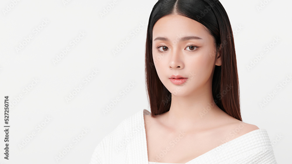 Beautiful young asian woman with clean fresh skin on white background, Face care, Facial treatment, Cosmetology, beauty and spa, Asian women portrait. Beautiful young asian woman with clean fresh skin on white background, Face care, Facial treatment, Cosmetology, beauty and spa, Asian women portrait.