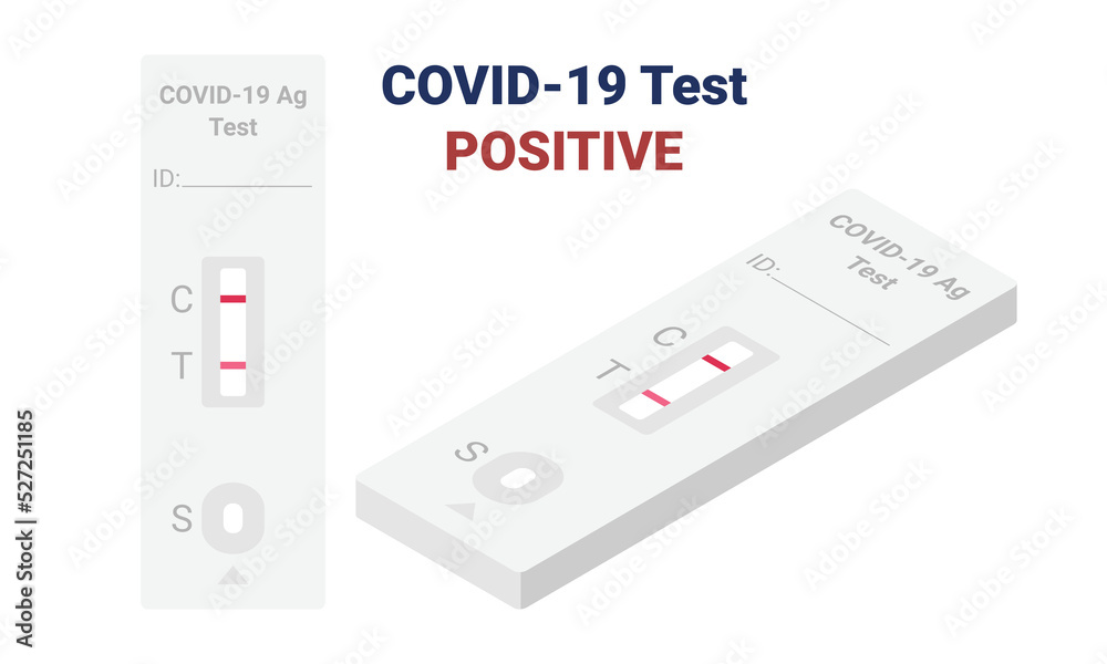 COVID-19 rapid test kit showing positive result flat design clipart. Antigen detection kit 2 stripes result isometric vector illustration. Plastic self test kit for SARS-COV-2 detection cartoon style COVID-19 rapid test kit showing positive result flat design clipart. Antigen detection kit 2 stripes result isometric vector illustration. Plastic self test kit for SARS-COV-2 detection cartoon style