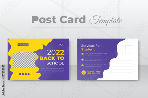 Back to school education admission postcard template
