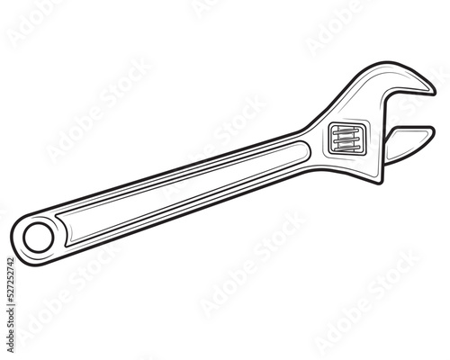 Metal adjustable wrench isolated on white background white background. Repair tool. Vector illustration photo