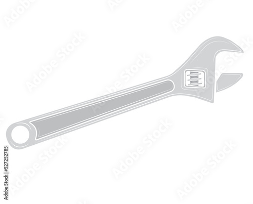 Metal adjustable wrench isolated on white background white background. Repair tool. Vector illustration