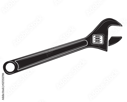Metal adjustable wrench isolated on white background white background. Repair tool. Vector illustration