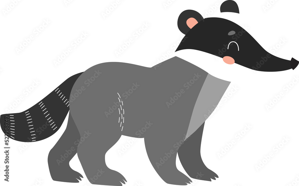 Obraz premium Print. Cartoon badger. Forest animal. cute badger 