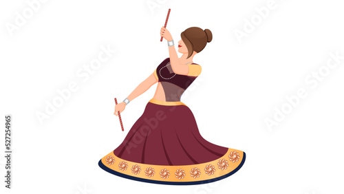 traditionally dressed dandiya girl, dandiya girl vector, Happy Navratri.