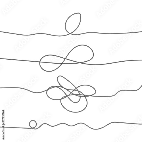 Abstract tangled texture. Random chaotic lines. Hand drawn object from the beginning and the end. Vector illustration.