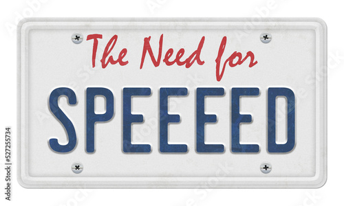The need for speed license plate, isolated cutout on transparent background