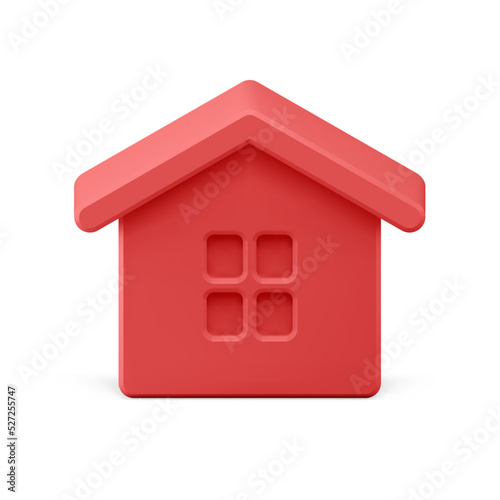 Classic red village house realistic Christmas tree decor toy for hanging 3d isometric vector