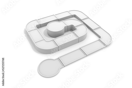 White board game. 3D object. competitive image. Compete. start and goal. background white.