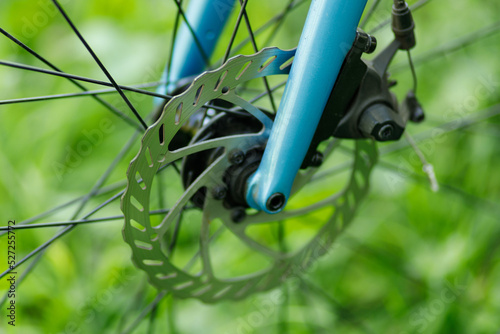 Mechanical rotor brake gravel bike  close-up.