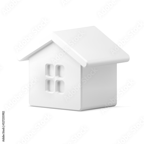 Realistic cute white hut isometric glossy metal decorative design 3d vector illustration