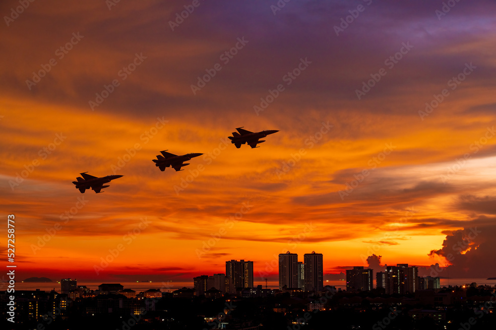 Army Show performant of air craft in air show with twilight sky background.
Army Show performant of air craft in air show with twilight sky background.