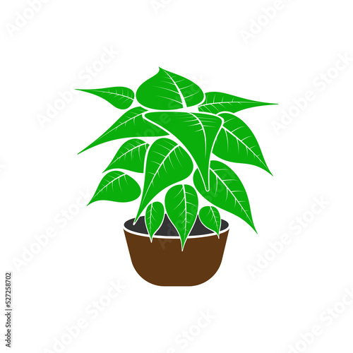 Icon of a large green vase in a pot. Vector illustration of a houseplant.