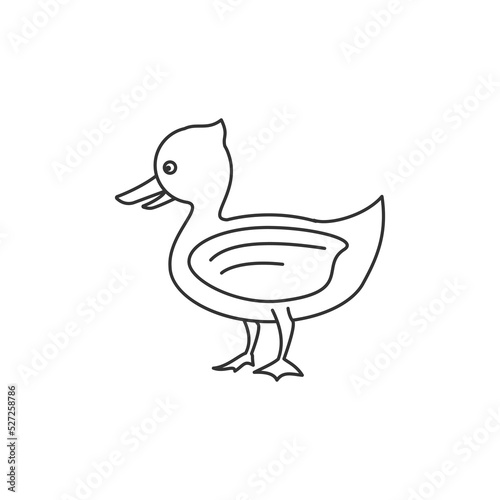 Duck vector icon. A simple illustration of a duck in a cartoon style.