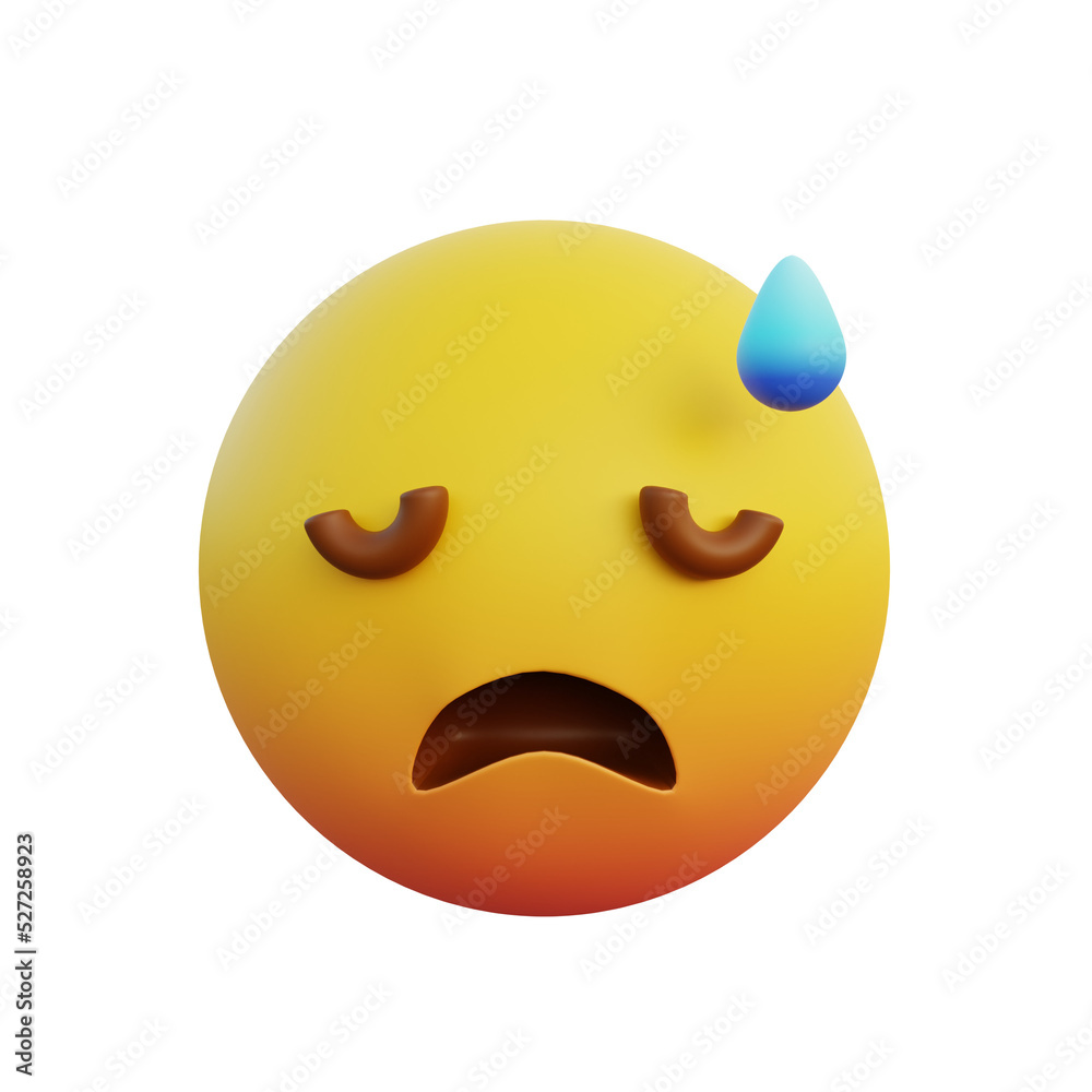 Fototapeta premium 3d illustration emoticon expression silly face with cold sweat
