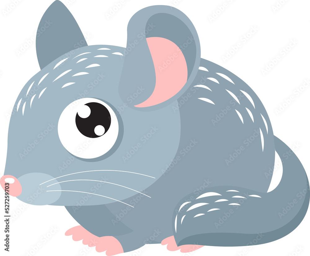 Cartoon chinchilla. Sweet rodent. Cartoon character.Little fluffy mouse. gray wool Cartoon chinchilla. Sweet rodent. Cartoon character.Little fluffy mouse. gray wool