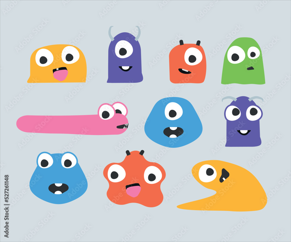 Fototapeta premium Zestaw słodkich kreskówkowych potworków