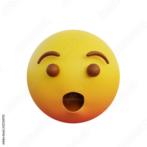3d illustration emoticon expression surprised face with open mouth