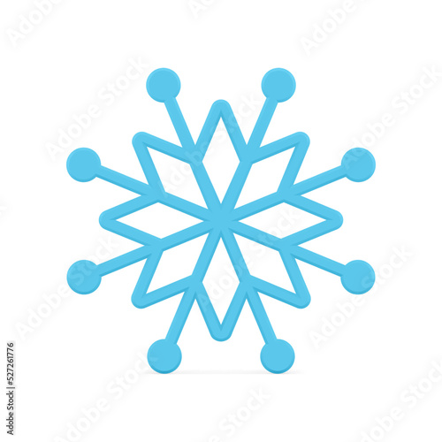Amazing glossy ornamental blue snowflake realistic decorative design 3d template vector illustration
