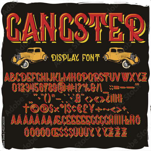 Gangster font + illustration of a girl