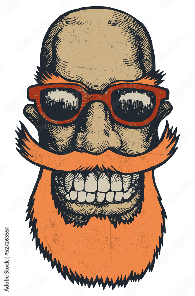 Lucky dude with mustaches, beard and sun glasses. engraving style. Isolated hand drawn design element without background, PNG. Lucky dude with mustaches, beard and sun glasses. engraving style. Isolated hand drawn design element without background, PNG.