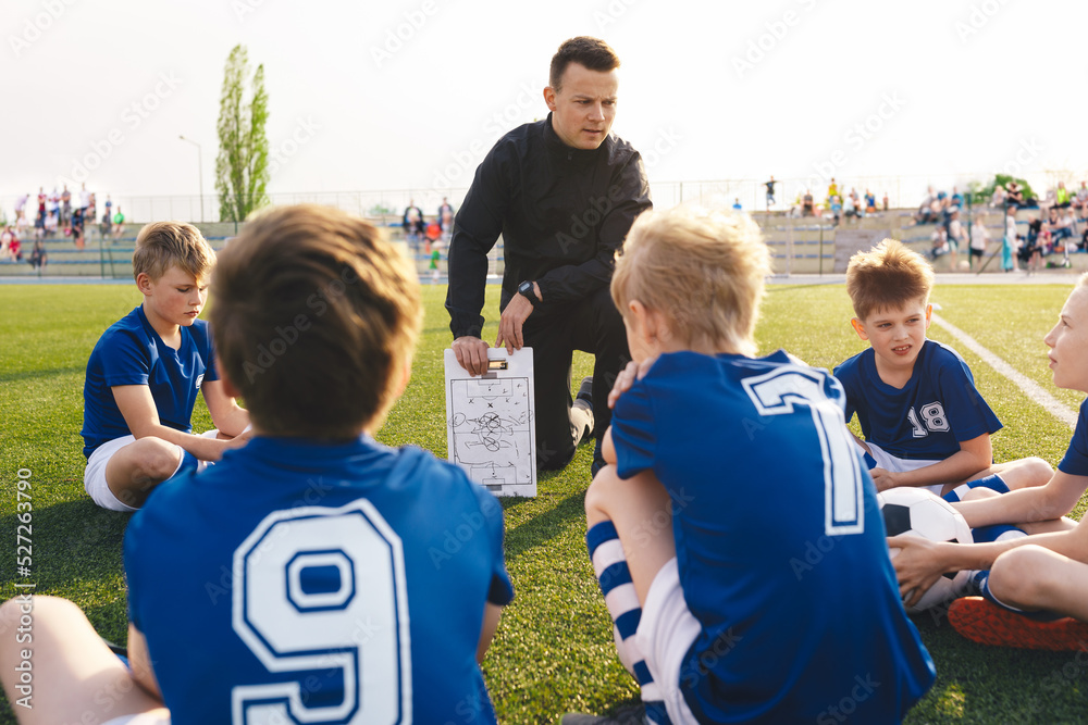 Coach Explains A Game Strategy Using Board Young Coach Teaching Kids Coach Explains A Game Strategy Using Board Young Coach Teaching Kids