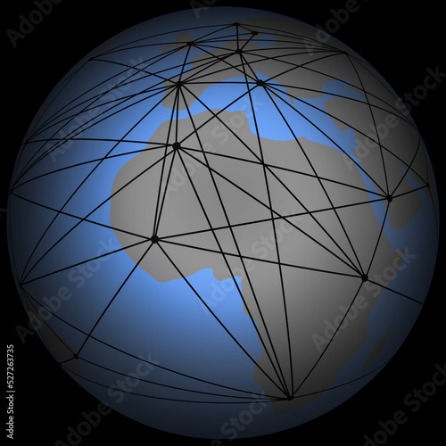 Grafische Darstellungen von digitalen Vernetzungen in unserer globalisierten Welt