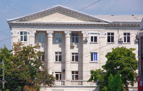 Moldova. Kishinev. 08.29.2022. View of the building with columns.