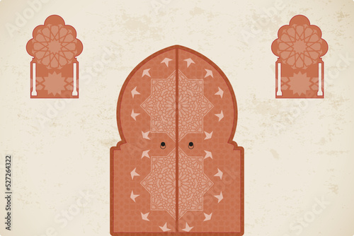 Islamic Arabic Windows. Geometric Islamic Pattern with colorful arabesque shapes.