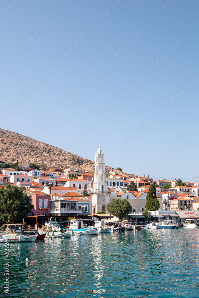 View of the town of Chalki with boats