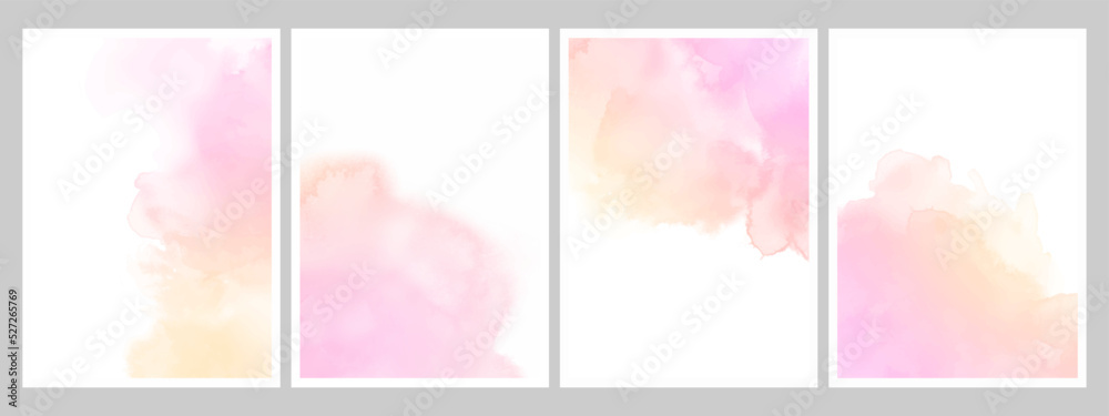 Set of pink and yellow vector watercolor backgrounds. Eps 10.
