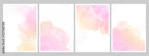 Set of pink and yellow vector watercolor backgrounds. Eps 10. 