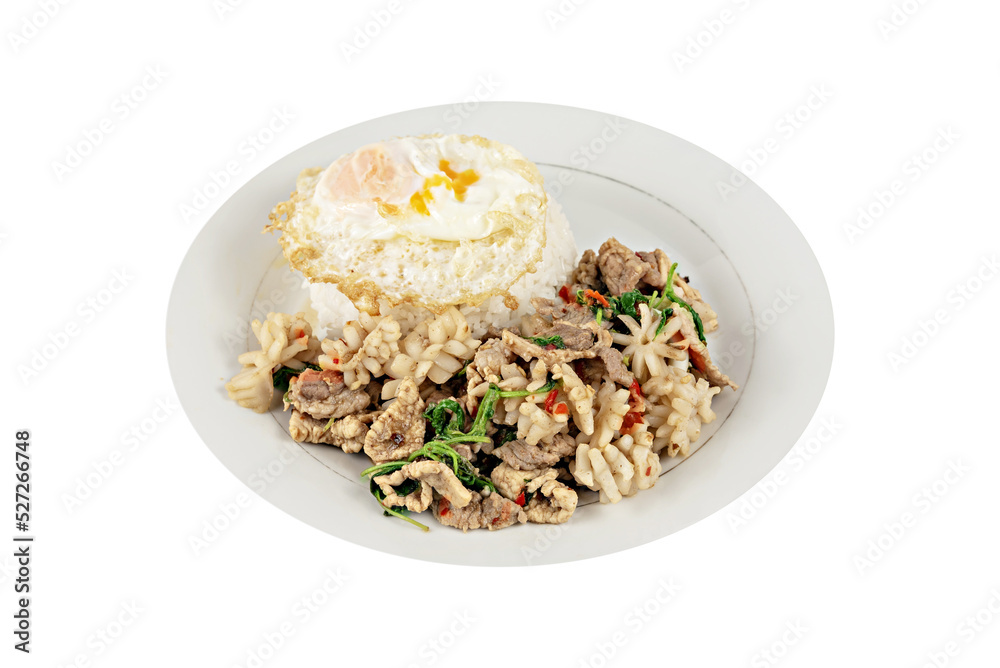stir-fried minced pork fried chili pepper and sweet basil stir-fried minced pork fried chili pepper and sweet basil