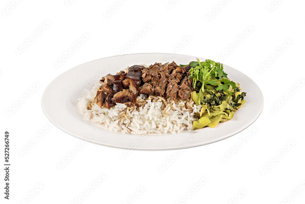 stewed pork knuckle served with steamed rice stewed pork knuckle served with steamed rice