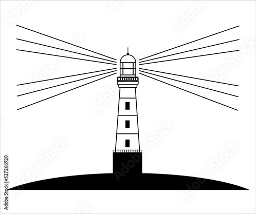 Lighthouse icon. Simple lighthouse building vector illustration on white background