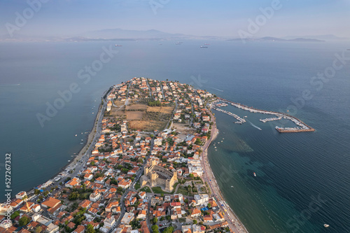 North Aegean shorelines aerial photography. Dikili Candarli Izmir Turkey.