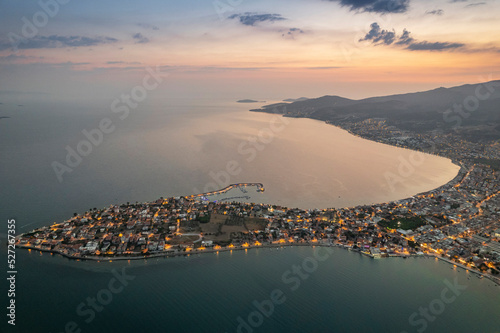 North Aegean shorelines aerial photography. Dikili Candarli Izmir Turkey.