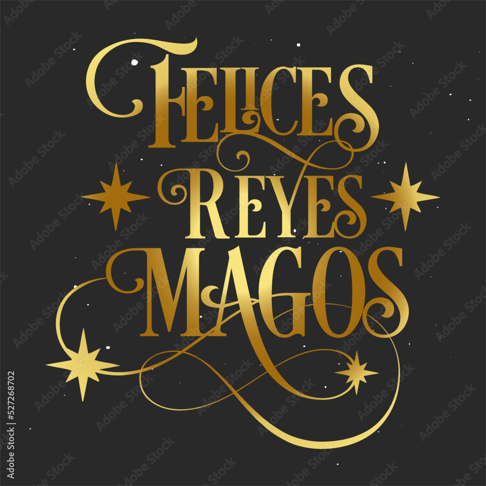 Christmas, lettering in Spanish, elegant, gold