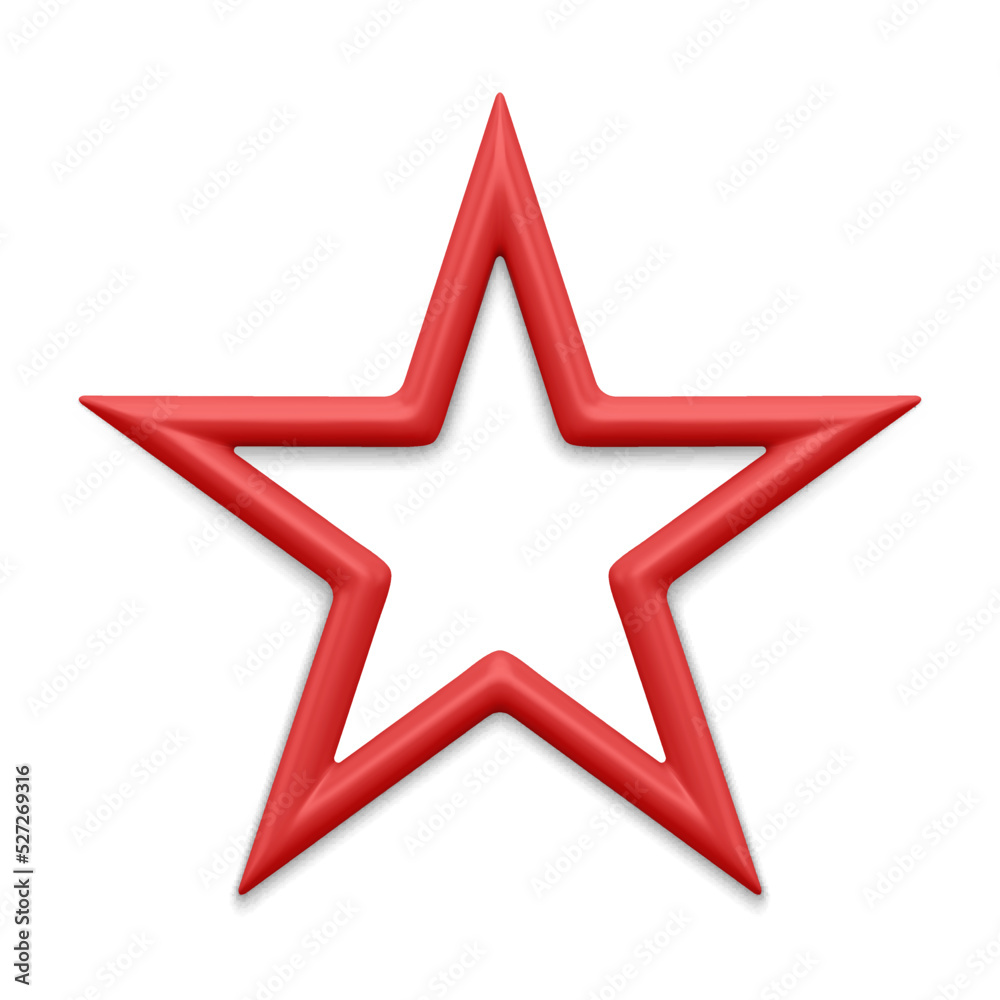 Red realistic five pointed star 3d vector illustration Red realistic five pointed star 3d vector illustration
