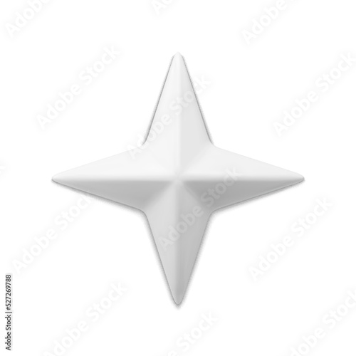 Four pointed white star 3d vector illustration
