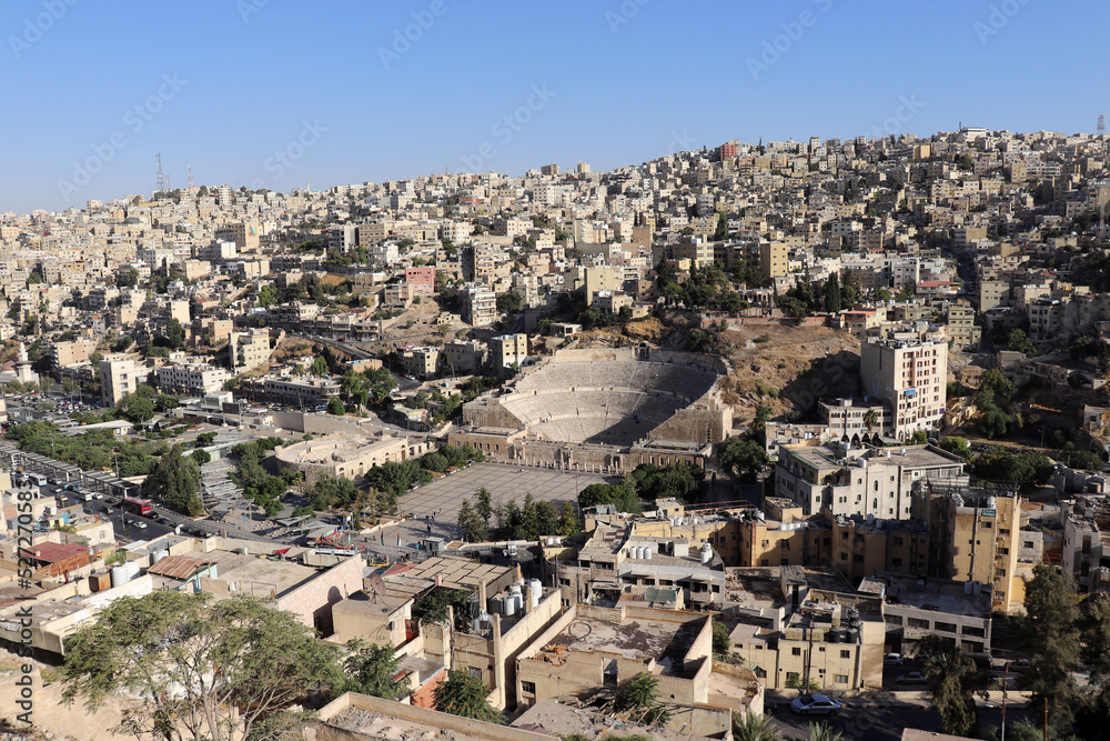 Amman, Jordan 2022 : Roman Qreek amphitheater - Amman downtown 