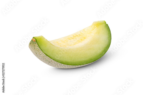 Cantaloupe melon with half slice isolated on white background with clipping path.