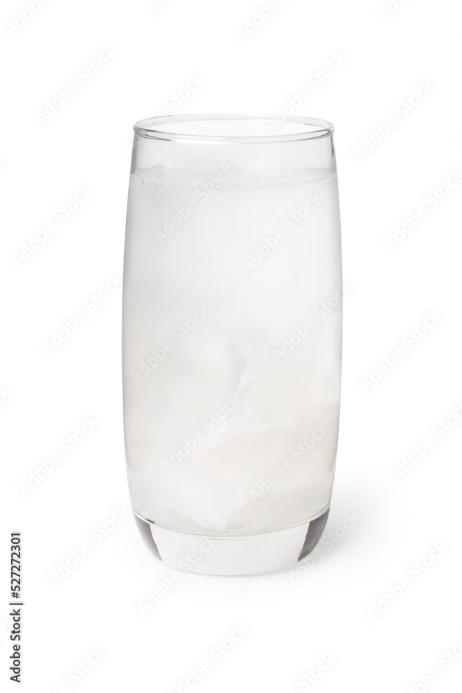Glass of fresh coconut juice (coconut water) isolated on white background with clipping path. Glass of fresh coconut juice (coconut water) isolated on white background with clipping path.