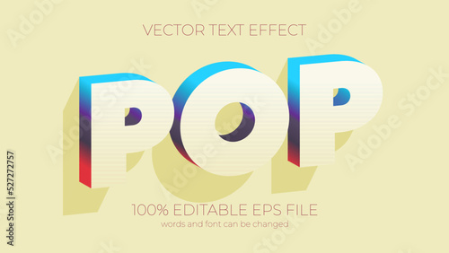 POP vintage editable text effect style, EPS editable POP vintage text effect