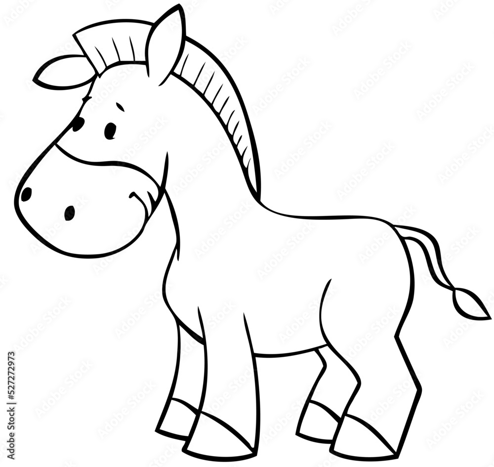 Horse. Element for coloring page. Cartoon style.