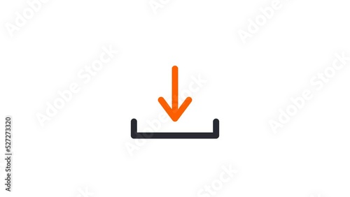 Animated linear downloading files icon. Sharing and loading files from web concept icon design. Downloading process looped icon for web.