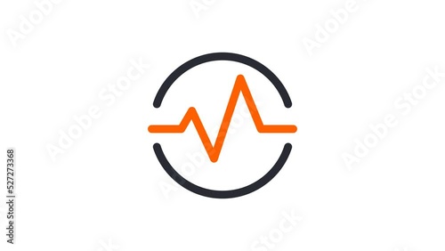 Animated linear pulse line icon. Heart rate chart concept icon design. 