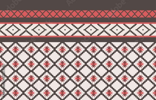Ethnic red abstract background. Seamless pattern in tribal, folk embroidery, and Mexican style. Aztec geometric art ornament print.Design for carpet, wallpaper, clothing, wrapping, fabric, cover photo